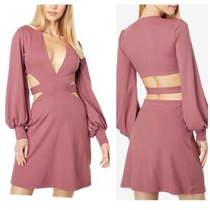Susana Monaco Deep V Neck Cut Out Back Dress Mauve Size Small